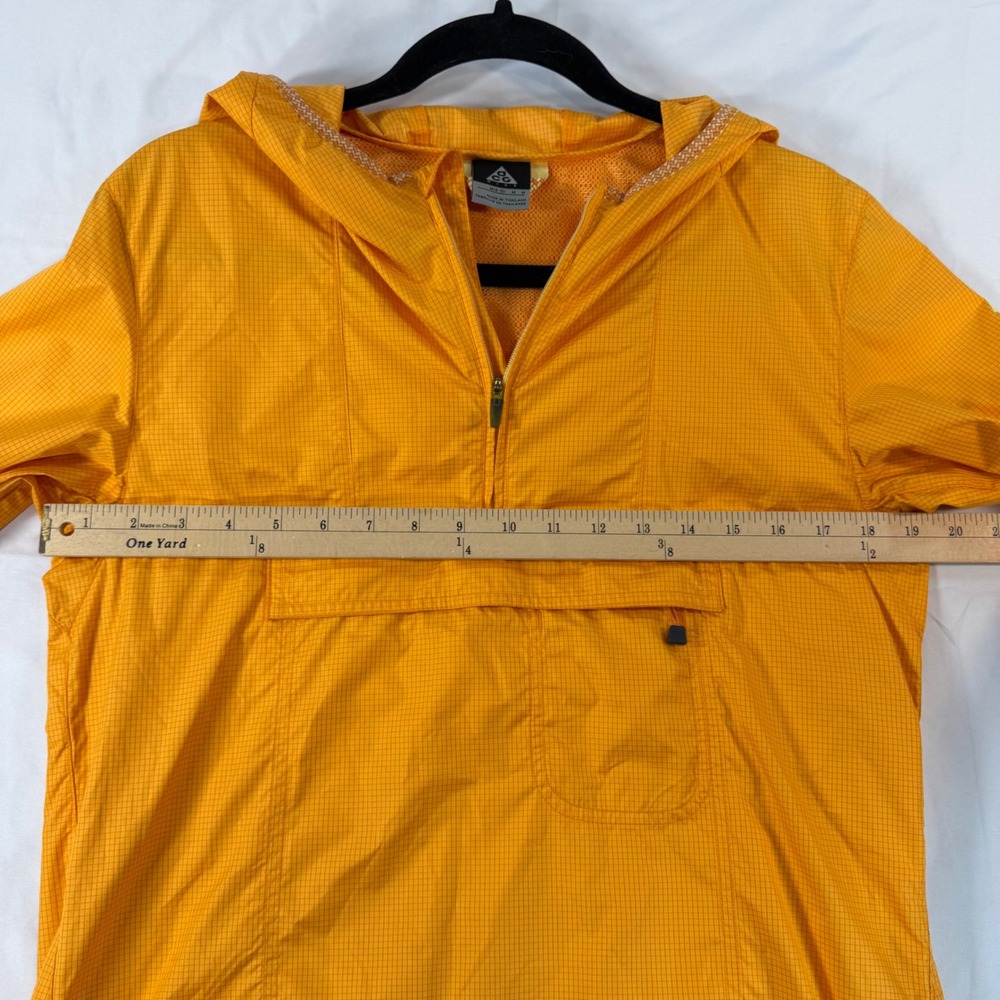 Nike ACG Vintage Anorak Windbreaker Orange Grid NikeFIT Pullover Hooded Jacket M - Picture 4 of 12